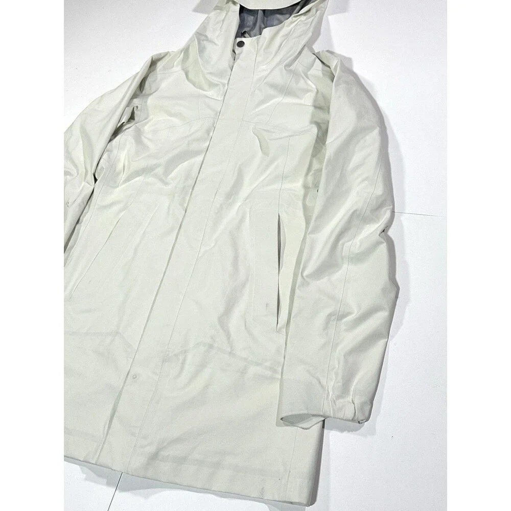 Arc’teryx Goretex Women Rain Jacket White Long Parka Size S Cream Gray Hooded - Picture 5 of 16